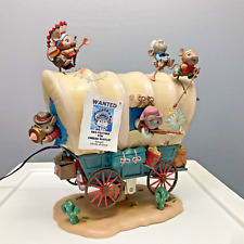 Vtg 1992 Enesco Waggin Tails Cowboys & Indians Music Box Mice Clementine - READ picture