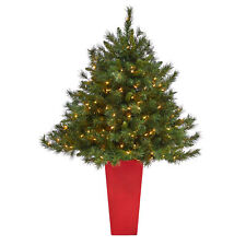 Artificial 4.5ft. Wyoming Pine Pre-Lit Holiday Christmas Tree in Tower Planter picture