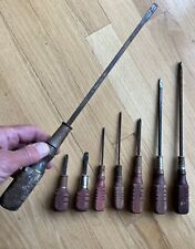 8 Retro Rusty Vintage Wood Handle Screwdriver Lot Phillips and Flathead Antique  picture