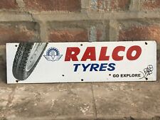 1930's Old Vintage Rare Ralco Tyres Go Explore Porcelain Enamel Sign Board picture