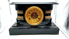 Antique 1900s Art Deco Waterbury Mantel Clock Iron Cast w/ Chimes picture