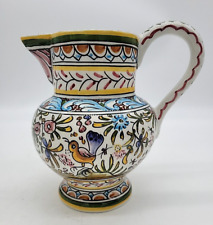 Vintage 1997 Pitcher Talavera Pottery Portugal Hand Painted Signed 6.5