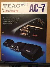 Vtg TEAC Catalog Insert ~ AC-7 Auto Cassette Car Tape Player 1972 ~ Original picture