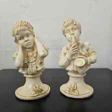 1971 J Kendrick Universal Statuary Corp Chicago Boy/Girl Bust Statue Sax Art Y11 picture