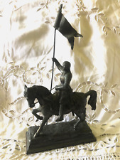 Antique French Bronzed Spelter Mounted Statue Joan of Arc Jeanne d'Arc c1890s picture
