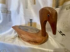 Vintage Hand Carved Wood Folk Art Duck Signed Kent Mosley picture