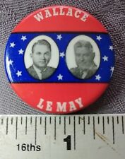 POLITICAL CAMPAIGN PIN BACK NOS WALLACE LE MAY RED WHITE BLUE JUGATE GOVERNMENT  picture