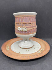 Easter Do This in Remembrance Communion Chalice & Paten Pottery picture