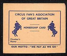Scarce C.F.A. Circus Fans Association of Great Britain Membership Card 1969 picture