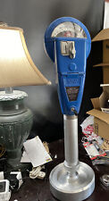 Vintage Blue Duncan 60 Parking Meter And Key And Stand, Working picture