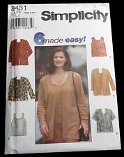 Vintage Simplicity #8431: Cardigan, Tank Top, & Camisole (1998) Size 18W-24W picture
