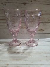 Noritake Sweet Swirl Pink Water Glasses 7 3/8 In Tall 3 1/2 In Across Top picture