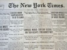 1921 AUG 5 NEW YORK TIMES - CARUSO'S WIDOW WANTS ESTATE GO TO GLORIA - NT 6484 picture