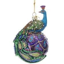 Kurt S. Adler Peacock Themed Purple Blue Teal Green Ornaments (Noble Gems™ 5