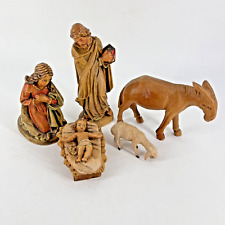 Vintage Maeder Lucerne Switzerland Hand Carved Wood Wooden Nativity Scene Set 5 picture