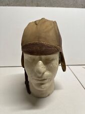 vintage leather and canvas flight hat picture