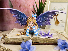 Ebros Amy Brown Purple Lavender Book Worm Fairy With Pet Dragon Statue 7.25