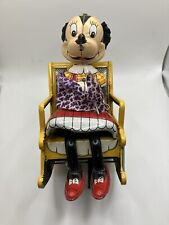 Old vintage Marx Line Mar Tin Disney Toy Minnie Mouse Knitting In Rocking Chair picture