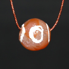 Authentic Rare Ancient Round Etched Carnelian Dzi Bead over 2000 Years Old picture