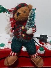 Avon 2003 Christmas Sparkling Holiday Fiber Optic Teddy Bear Lights Up TESTED picture