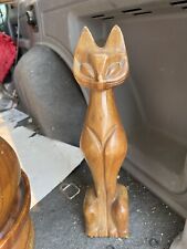 Mystic Solid Wooden MCM Carved Atomic Cat By Lina Vizcarra Philippines picture