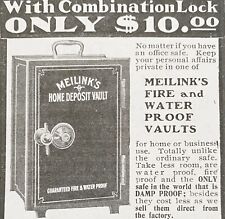 Antique1903 Print Ad MEILINK'S FIRE&WATER PROOF VAULT Combination Lock Home Safe picture