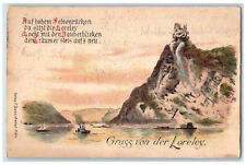 1899 Mountain View Gruss Von Der Loreley Germany Antique Posted Postcard picture