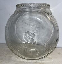 Vintage Seller’s Cabinet Sugar Jar Bottle Glass Bowl “S” Mark Round 8” picture
