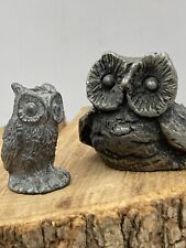 Pair Of Adorable Pewter Owls Tiny picture