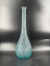 EMPOLI GLASS GENIE BOTTLE DECANTER  AQUA BLUE BUBBLE ITALY VINTAGE MCM picture