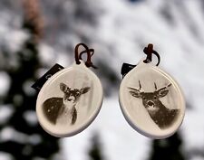 Christmas Ornaments Doe And Buck Deer Dolomite Two 4.5 X 3 New Hunter Snow picture
