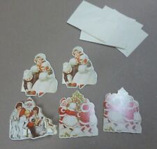 Lot of 5 Small Vintage Folded Christmas Gift Tags with Envelopes - New picture