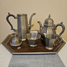 Gorham Pewter Octette Vintage 1970s 5 Pc Coffee & Tea Serving Set With Tray picture