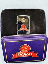 Vintage 1995 Doral Cigarette Red Logo High Polish Chrome Zippo Lighter In Tin picture