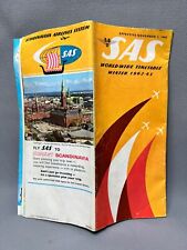 1962-63 Winter SAS Scandinavian Airlines Timetable World-wide Route Map picture