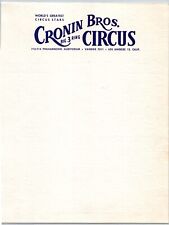 Cronin Brothers Big 3 Ring Circus Letterhead 1945 Los Angeles, CA Scarce picture
