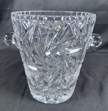 ✨Vtg Pinwheel Cut Crystal Ice Bucket 'by American Cut Crystal 6 1/4”x 5 5/8”✨ picture