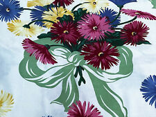 40s Hand Tied Bouquets 2YDS Waverly African Daisies Barkcloth Era Vintage Fabric picture