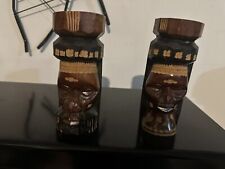 Pre-Owned Vintage Jamaican Hand Carved Wood Statues Folk Art Approx. 8