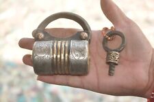 Vintage Iron Screw System Handcrafted Brass Fitted Engraved Pad Lock picture