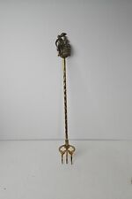 Antique Fireplace Toasting Fork Solid Brass Fluted Handle 18