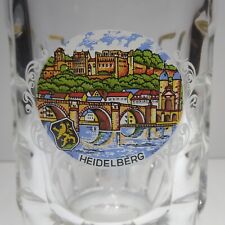 Vintage Heidelberg 10 Crest 0.5 L Dimpled Large Beer Mug Gold Brim 50 Austria picture