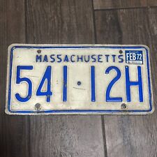 Vintage 1972 - 1973 Massachusetts License Plate 721-657 White and Blue Plate picture