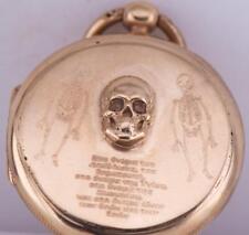 Antique Victorian Doctors Gilt Silver Medicine Poison Pill Box Skull Warning Tag picture