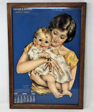 1931 Charlotte Becker Victor Peters Milk Baby Mom Calendar Framed Promo Ad F24 picture