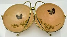Kimball Vesta Vintage Fiberglass Butterfly Bamboo Serving Bowls in Stand MCM picture