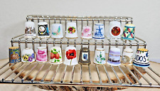vintage thimble lot of 18 includes Fukagawa Japanese Butterfly picture