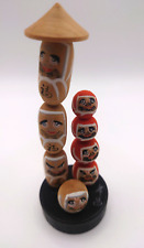 DARUMA KOKESHI Doll Vintage Wooden Ornament 4.7in Japan picture