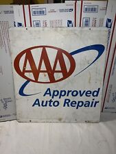 VINTAGE AAA  APPROVED AUTO REPAIR DOUBLE SIDED METAL ADVERTISING SIGN AMERICANA picture