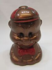 Vintage 1940s Rare Copper Plastic Red Hat Paddy Pig Porky Aladdin USA Cookie Jar picture